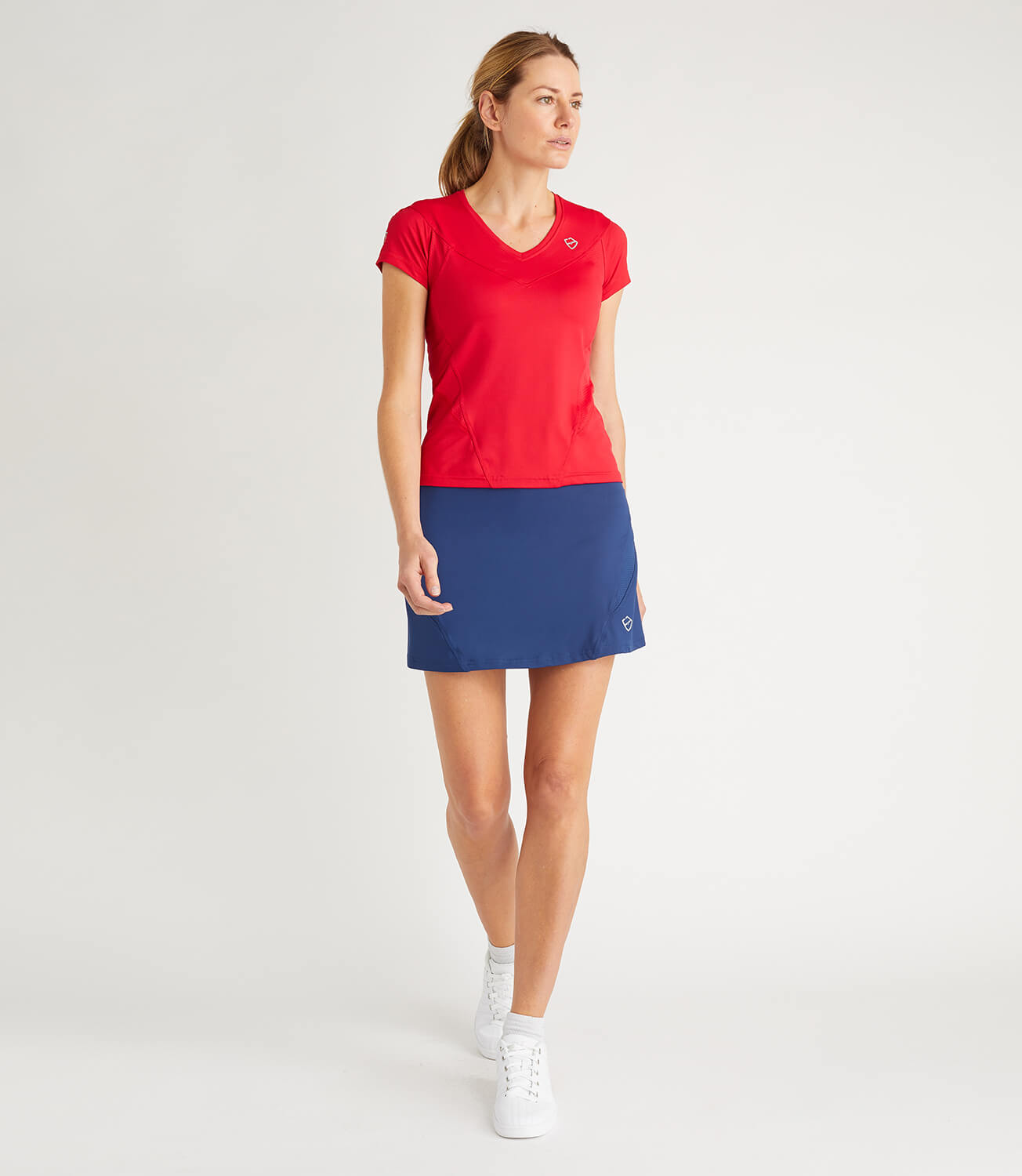 Nicole Technical V Neck Tee - Red